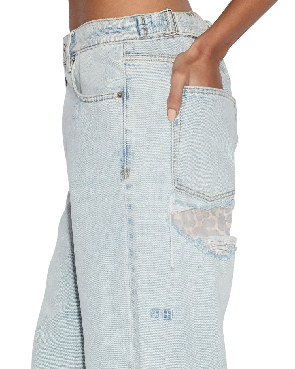 Womens Low Rider Skyfall Rampant Ripped Baggy Denim Jeans - Denim