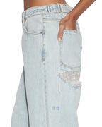 Womens Low Rider Skyfall Rampant Ripped Baggy Denim Jeans - Denim