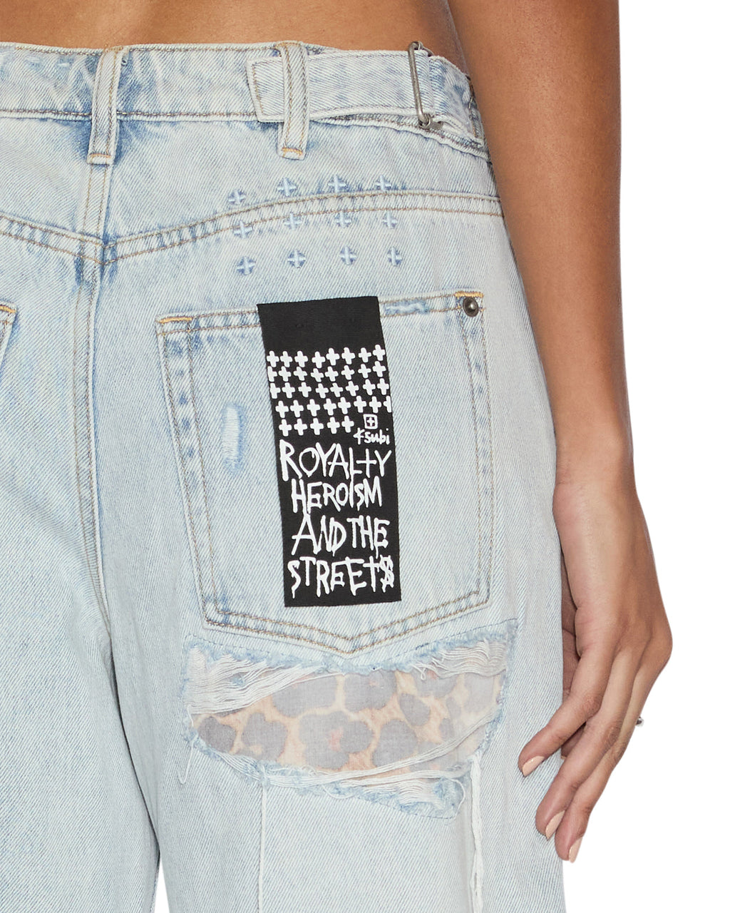 Womens Low Rider Skyfall Rampant Ripped Baggy Denim Jeans - Denim