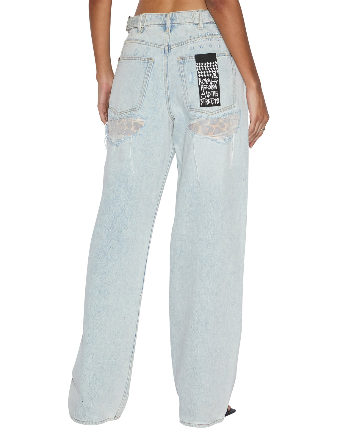 Womens Low Rider Skyfall Rampant Ripped Baggy Denim Jeans - Denim