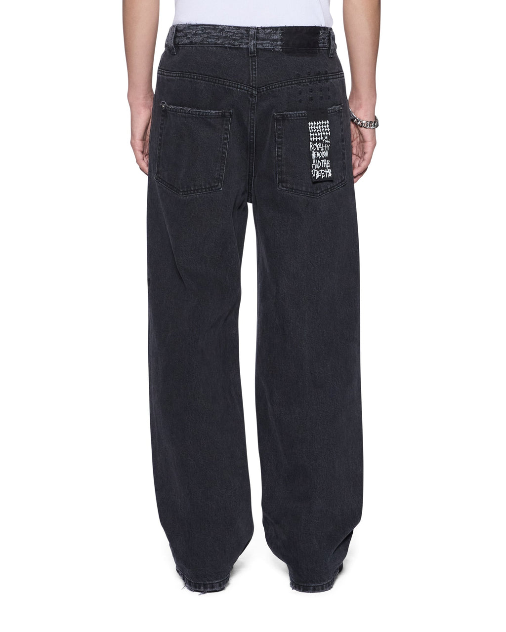 Mens Maxx Asher Black Trashed Baggy Denim Jeans - Grey