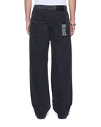 Mens Maxx Asher Black Trashed Baggy Denim Jeans - Grey