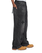 Mens Maxx Blakk Metal Kraftwerk Relaxed Denim Jeans - Black