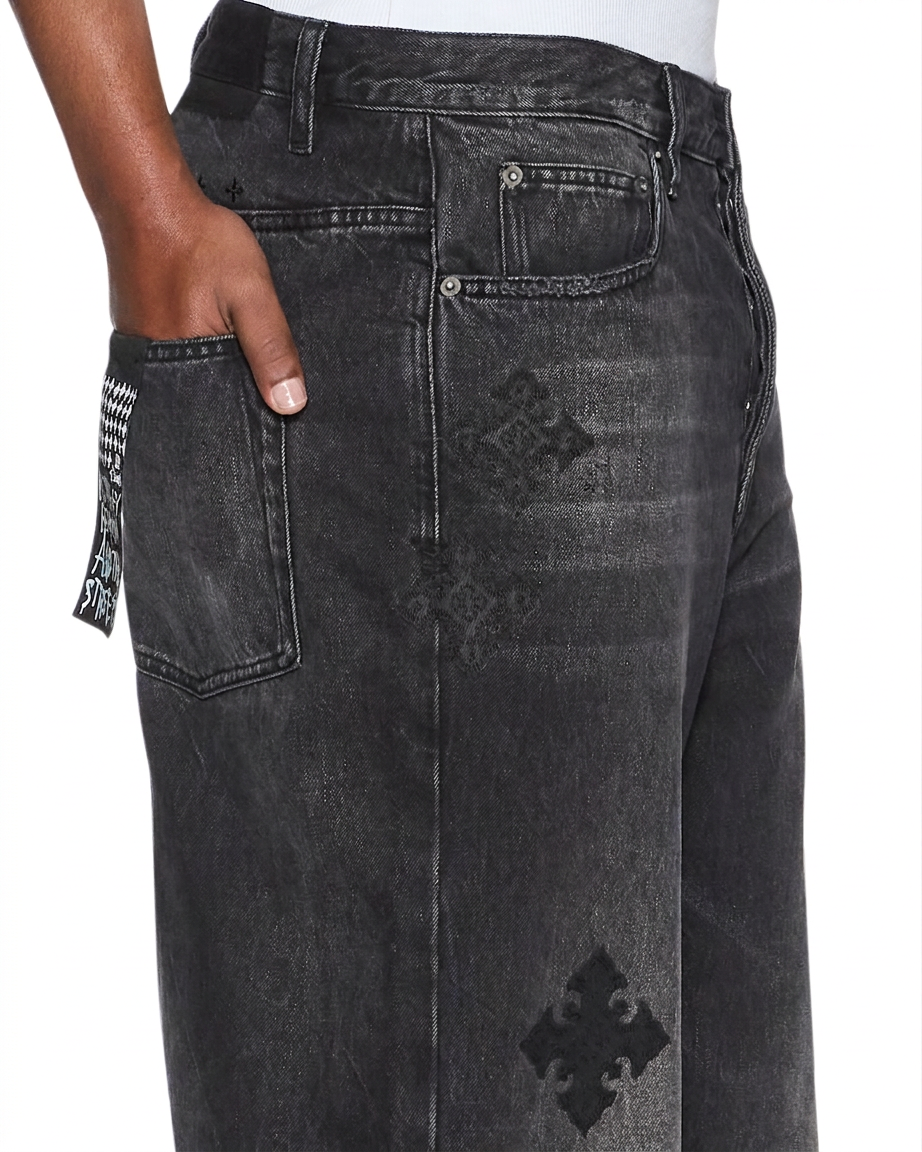 Mens Maxx Blakk Metal Kraftwerk Relaxed Denim Jeans - Black
