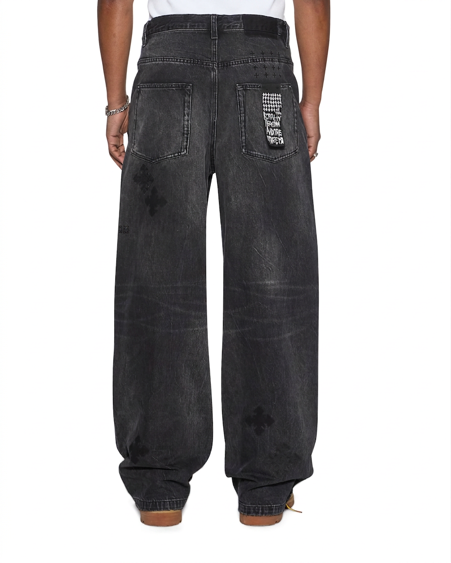 Mens Maxx Blakk Metal Kraftwerk Relaxed Denim Jeans - Black