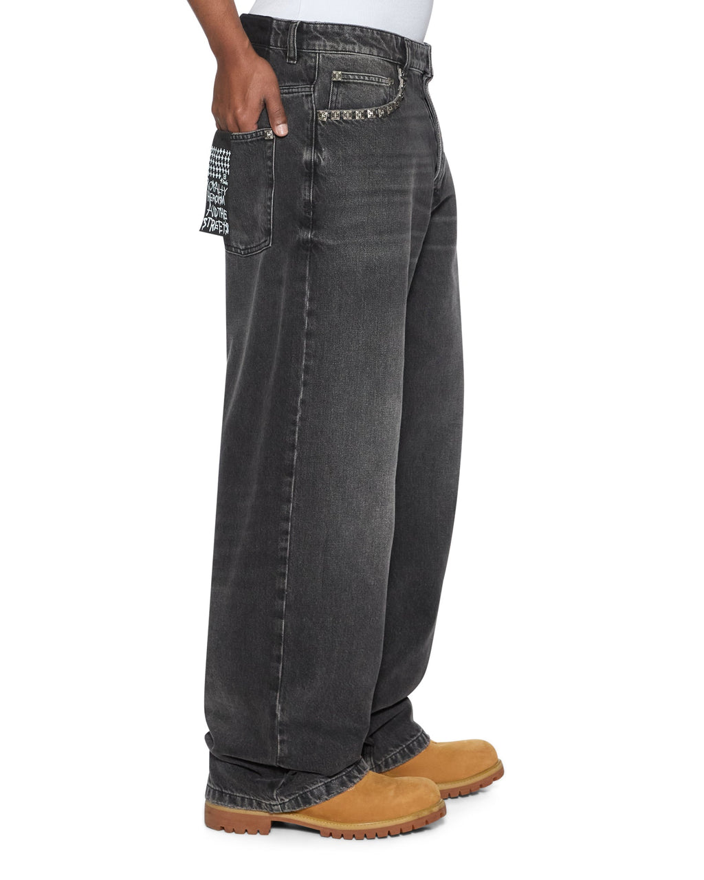 Mens Maxx Onyx Stud Relaxed Denim Jeans - Black