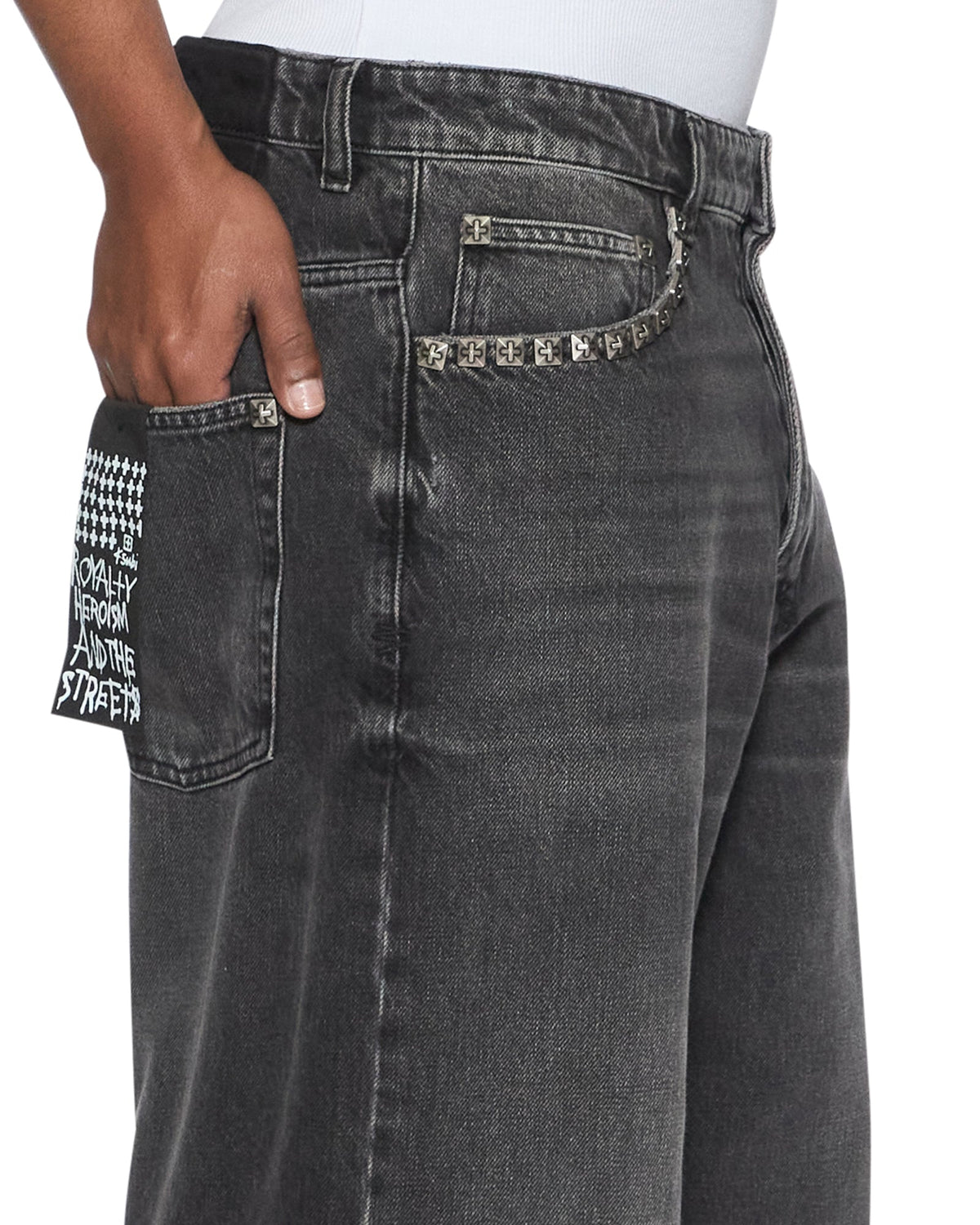Mens Maxx Onyx Stud Relaxed Denim Jeans - Black