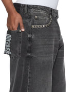 Mens Maxx Onyx Stud Relaxed Denim Jeans - Black