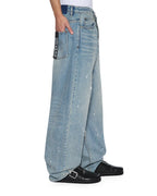 Mens Maxx Scatter Blue Baggy Denim Jeans - Denim