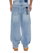 Mens Maxx Striker Patched Baggy Denim Jeans - Denim