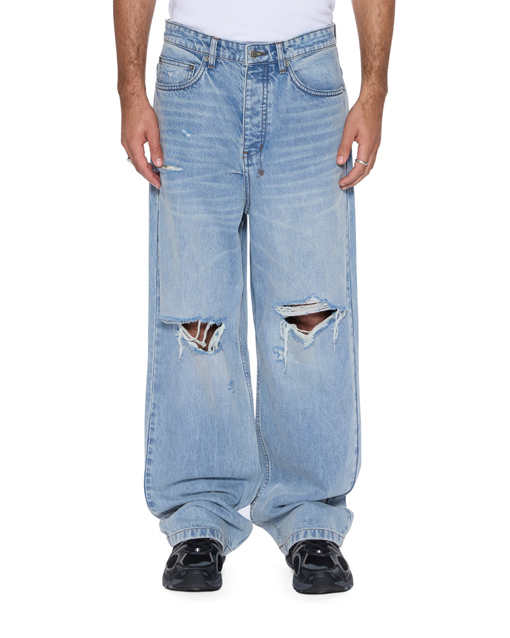 Mens Maxx Striker Trashed Baggy Denim Jeans - Denim