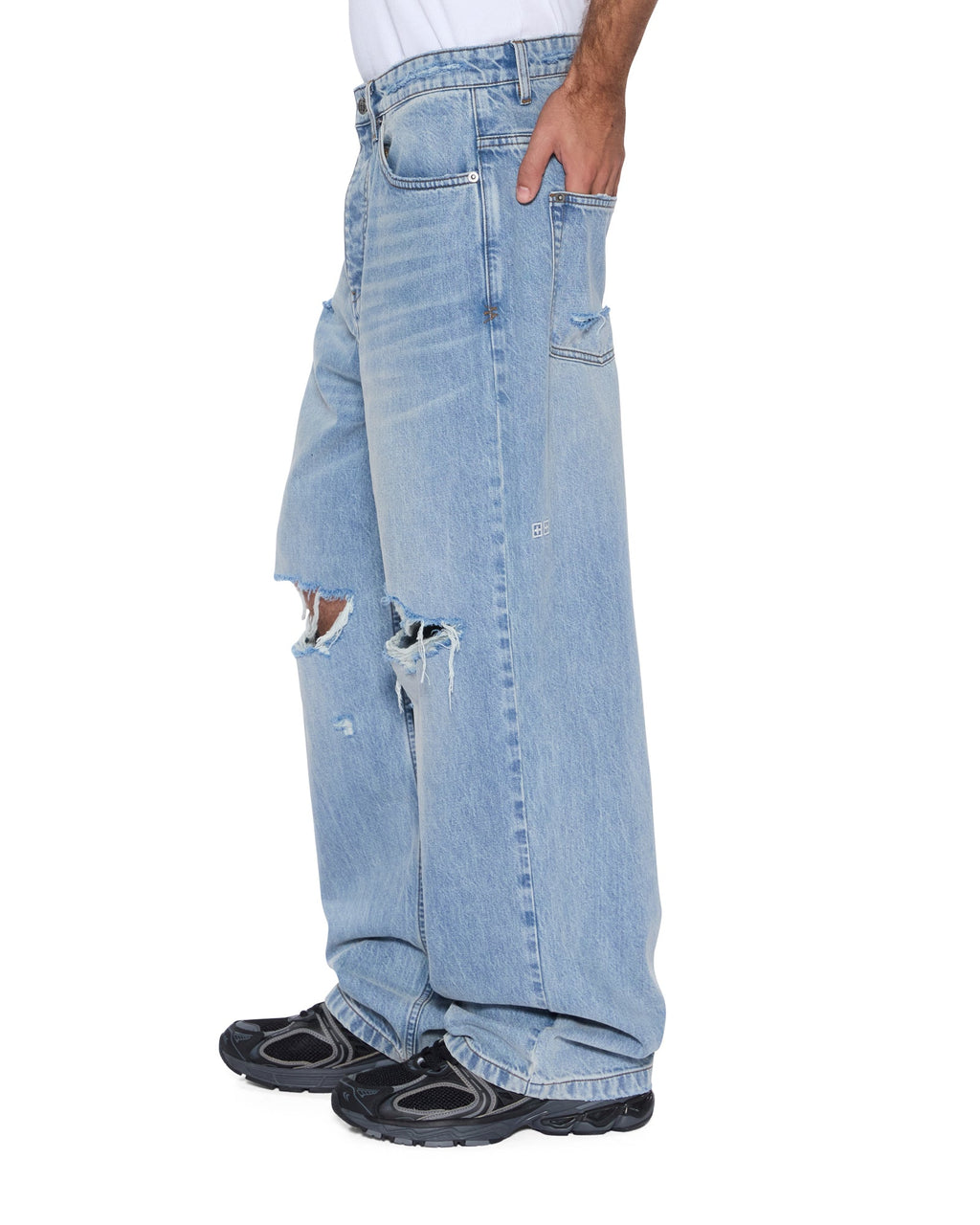 Mens Maxx Striker Trashed Baggy Denim Jeans - Denim
