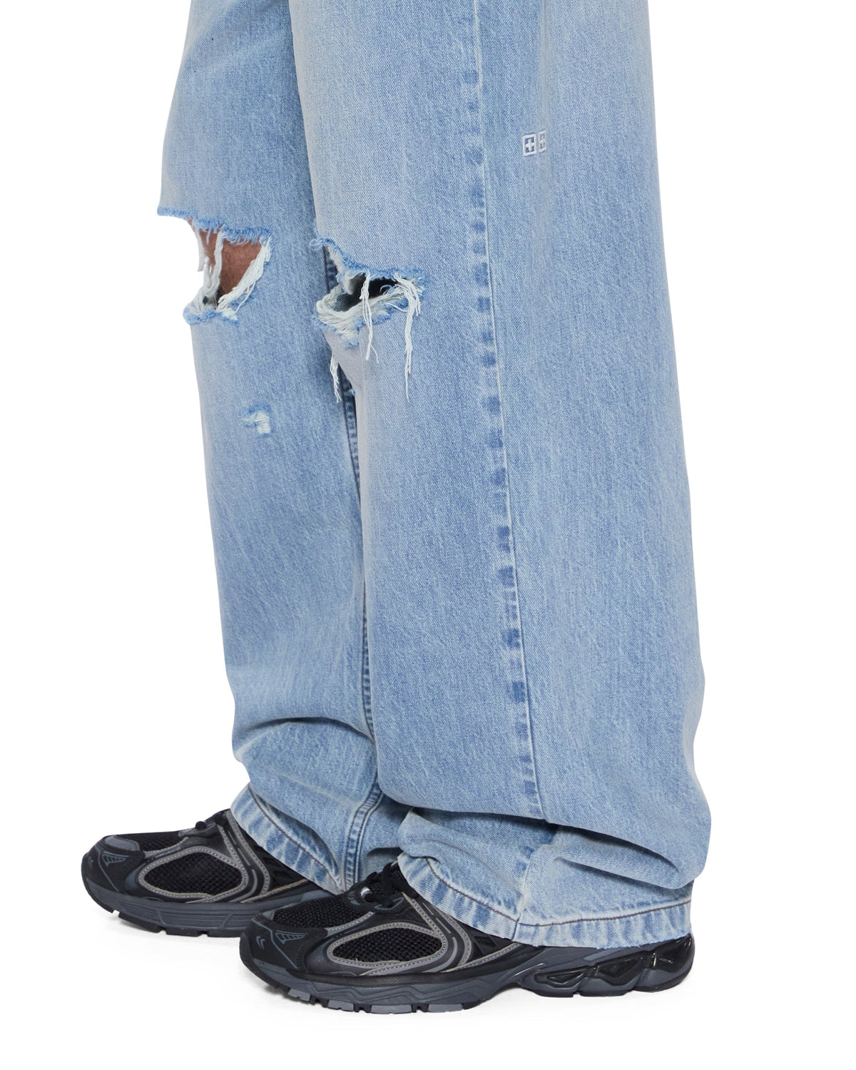 Mens Maxx Striker Trashed Baggy Denim Jeans - Denim