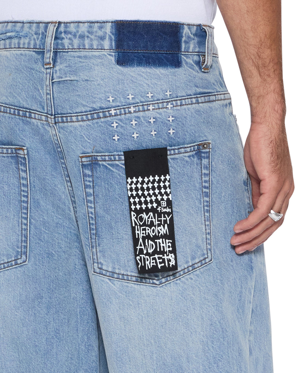 Mens Maxx Striker Trashed Baggy Denim Jeans - Denim