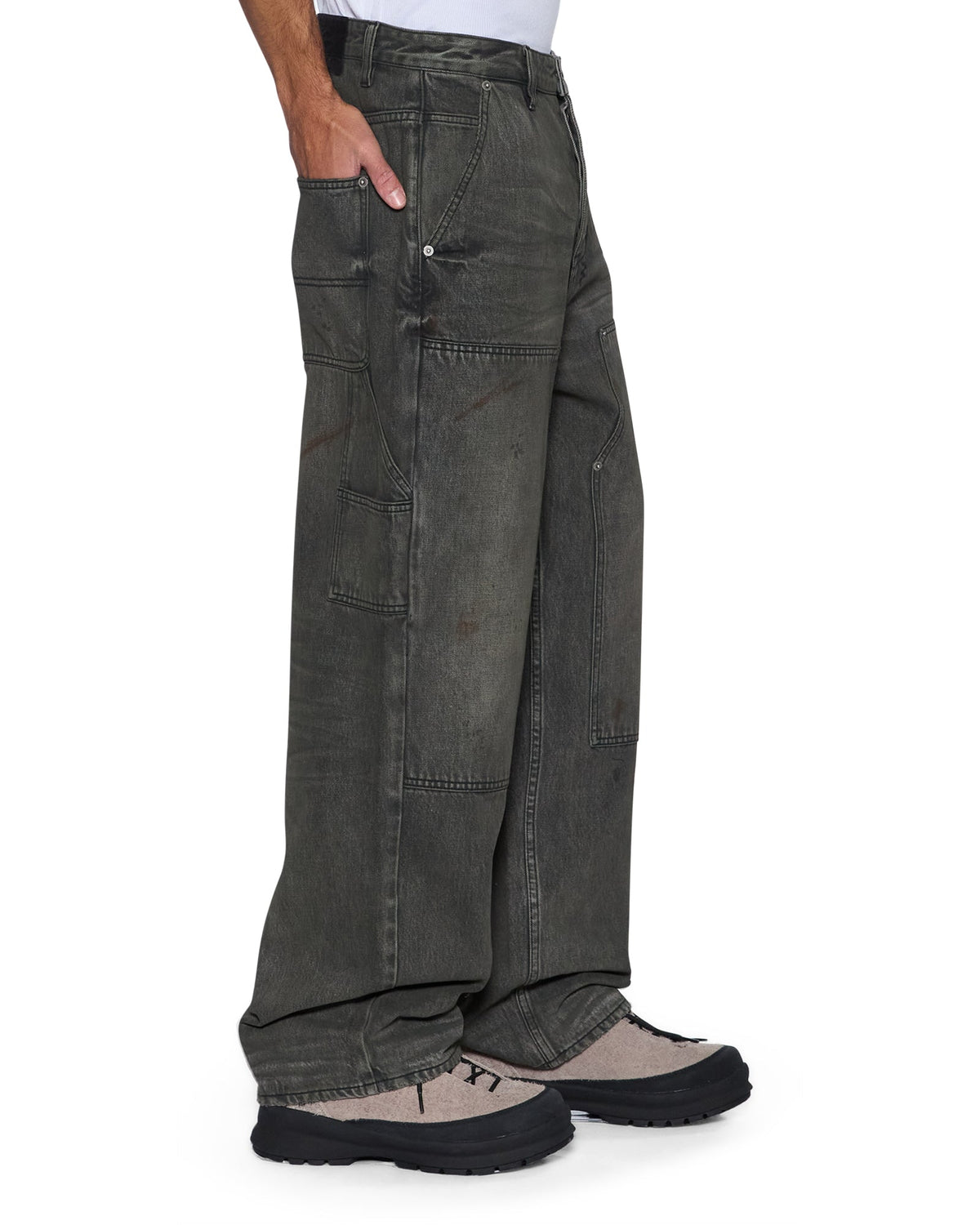 Mens Maxx Operator Mekanik Grey Baggy Denim Jeans - Grey