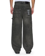 Mens Maxx Operator Mekanik Grey Baggy Denim Jeans - Grey