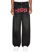 Mens Maxx Sabbath Black Baggy Denim Jeans - Black