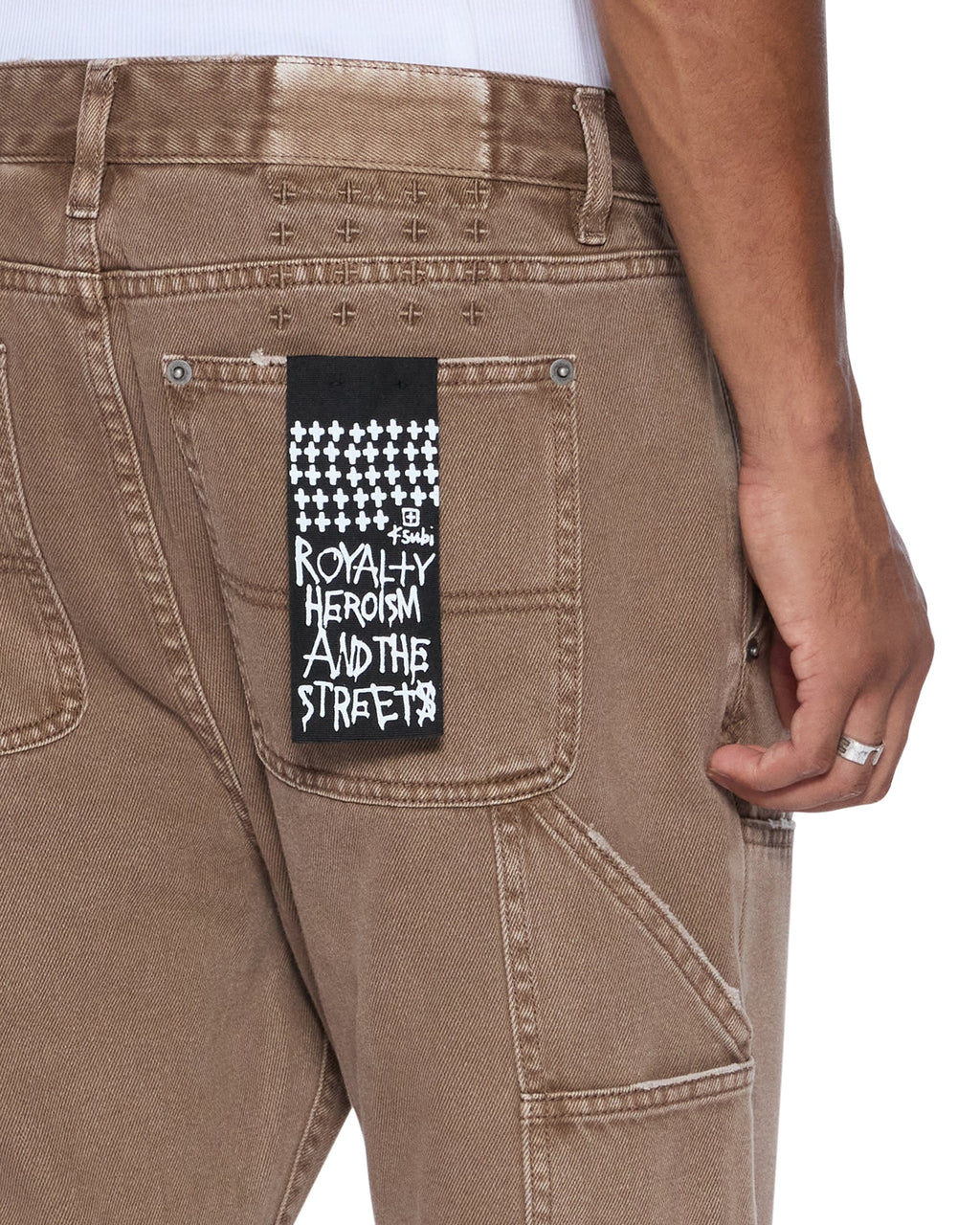 Mens Operator Pant Oak Relaxed Denim Jeans - Brown