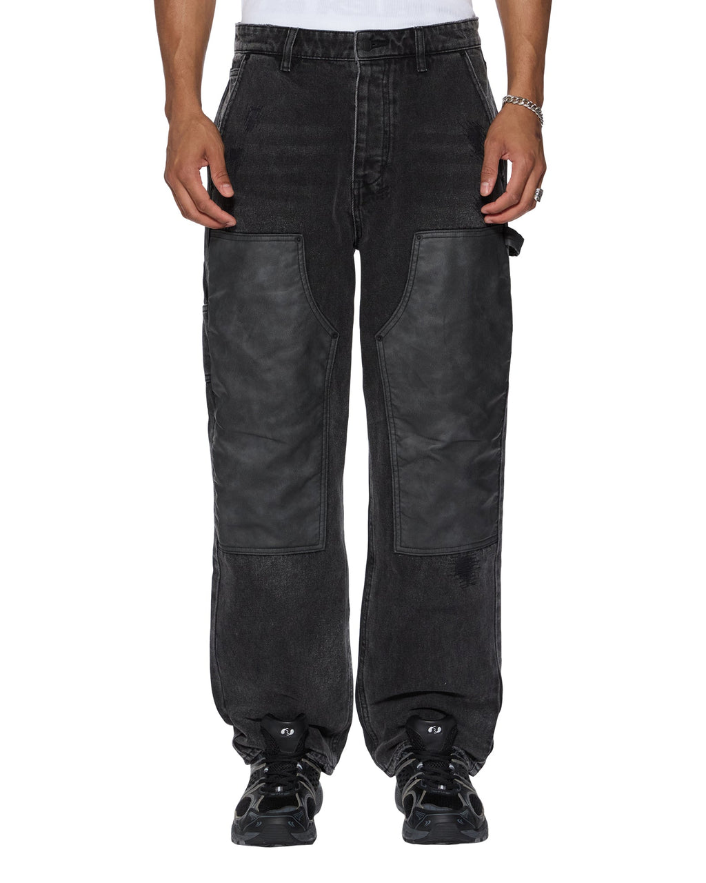Mens Operator Pant Torqued Black Relaxed Denim Jeans - Black