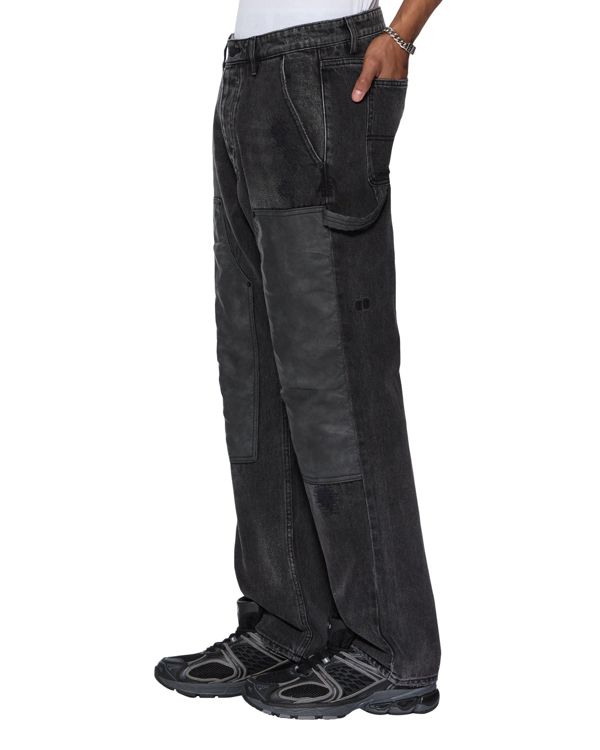 Mens Operator Pant Torqued Black Relaxed Denim Jeans - Black