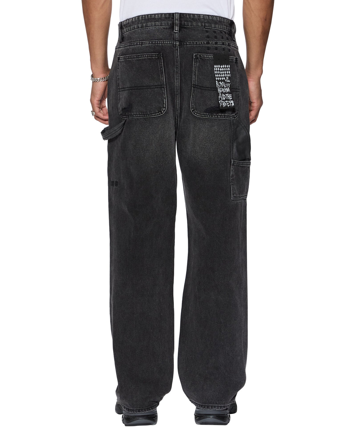 Mens Operator Pant Torqued Black Relaxed Denim Jeans - Black