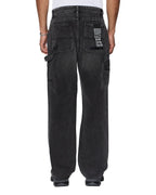 Mens Operator Pant Torqued Black Relaxed Denim Jeans - Black