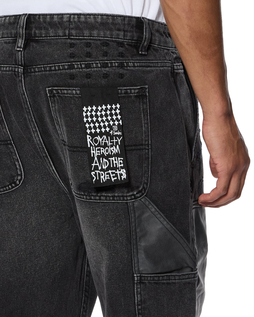 Mens Operator Pant Torqued Black Relaxed Denim Jeans - Black
