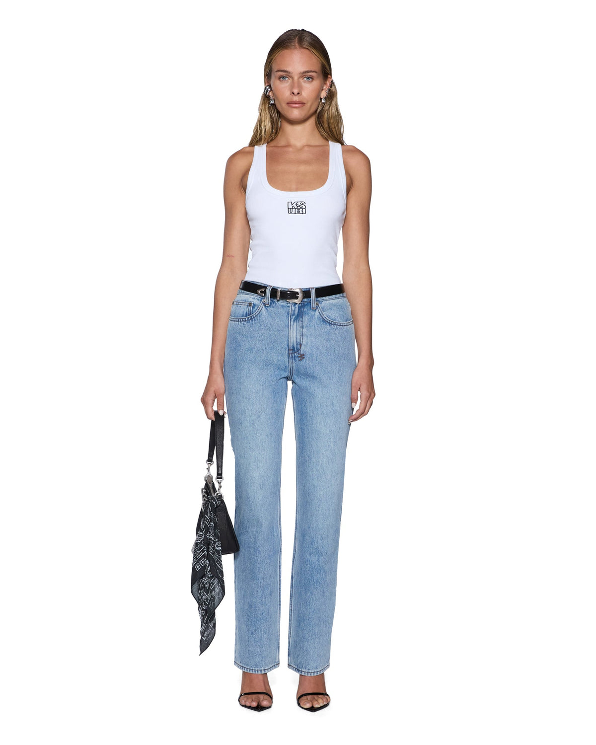 Womens Pinup Straight Jean Bondi Blue Straight Denim Jeans - Denim