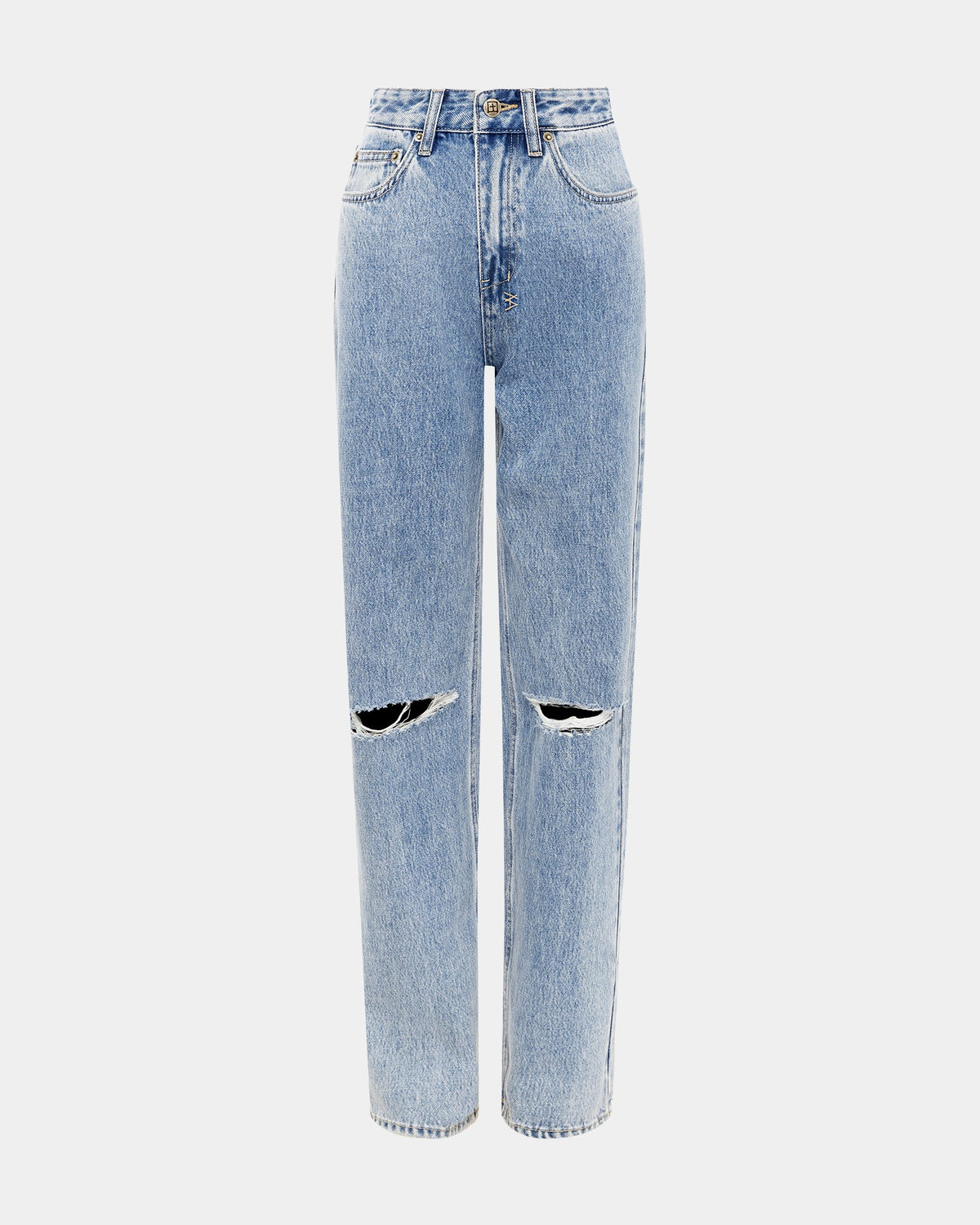 Womens Playback Authentik Trashed Straight Denim Jeans - Denim
