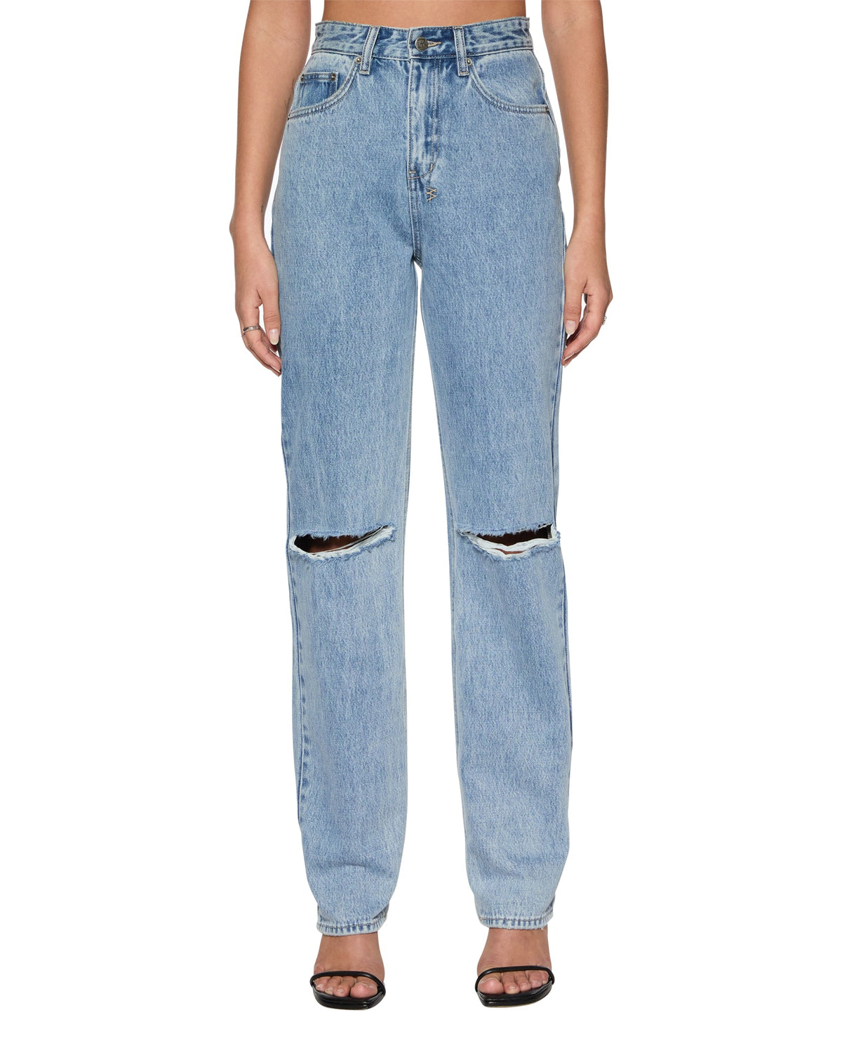 Womens Playback Authentik Trashed Straight Denim Jeans - Denim