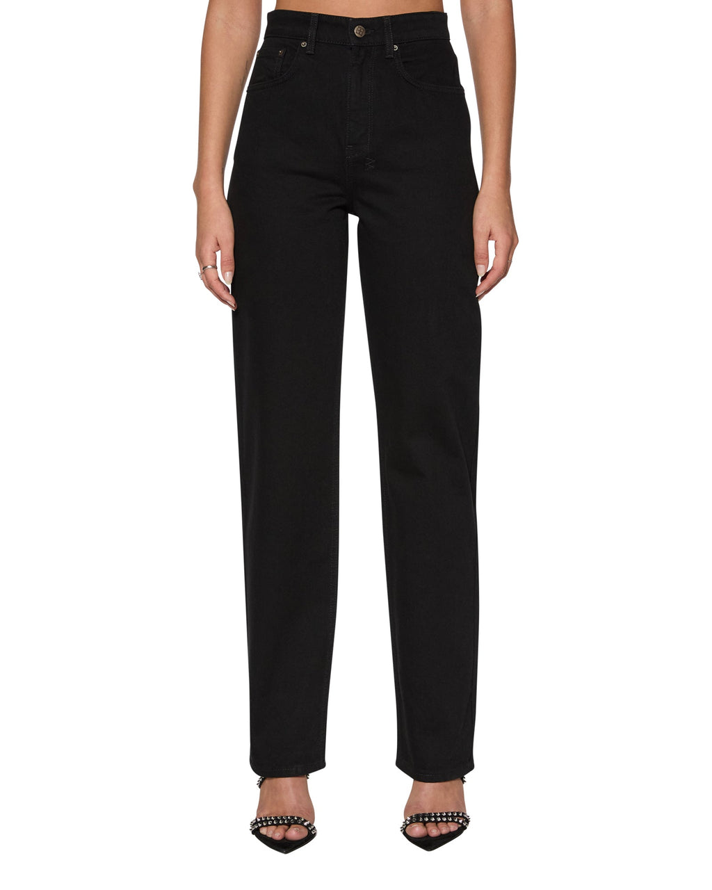 Womens Playback Jet Black Straight Denim Jeans - Black