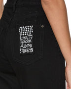 Womens Playback Jet Black Straight Denim Jeans - Black