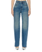 Womens Playback Texas Blue Studded Relaxed Denim Jeans - Denim