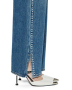 Womens Playback Texas Blue Studded Relaxed Denim Jeans - Denim