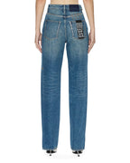 Womens Playback Texas Blue Studded Relaxed Denim Jeans - Denim