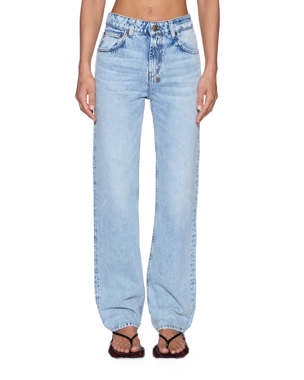 Womens Pinup Jean Flight Blue Straight Denim Jeans - Denim