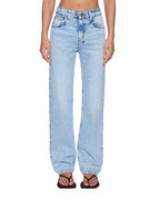 Womens Pinup Jean Flight Blue Straight Denim Jeans - Denim