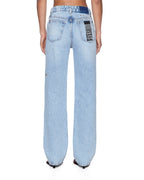 Womens Pinup Jean Flight Blue Straight Denim Jeans - Denim