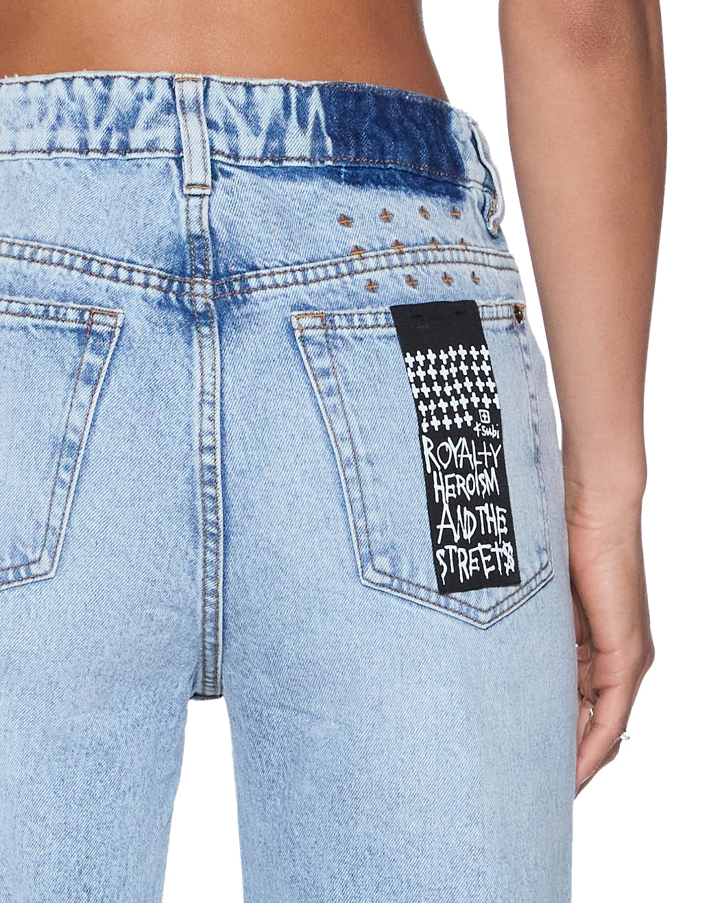 Womens Pinup Jean Flight Blue Straight Denim Jeans - Denim