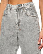 Womens Playback Dime Krystal Trashed Straight Denim Jeans - Grey