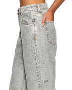 Womens Playback Dime Krystal Trashed Straight Denim Jeans - Grey