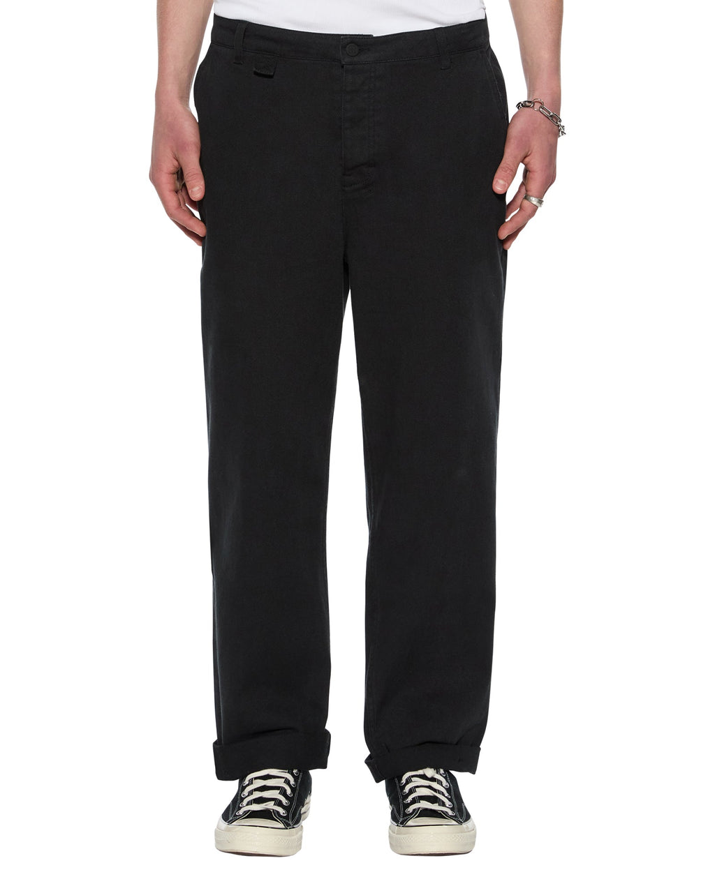 Mens Rival Chino Trouser Black Straight Pants - Black