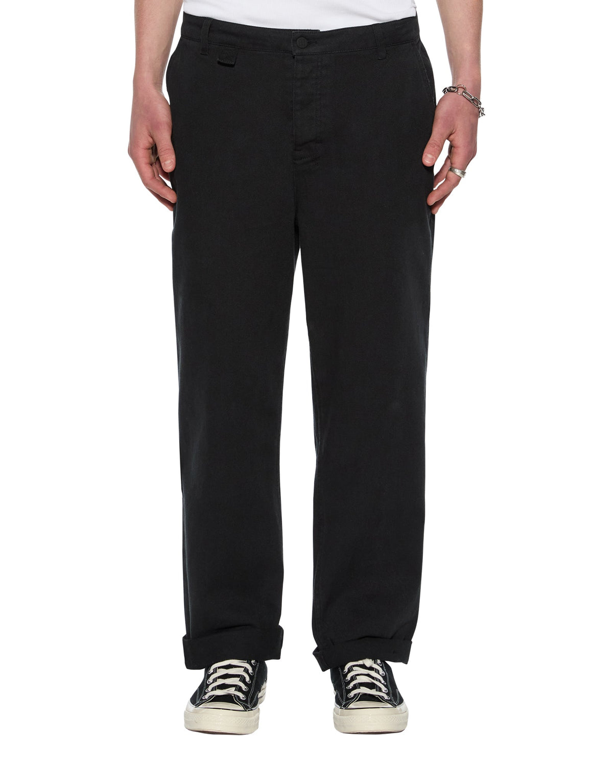 Mens Rival Chino Trouser Black Straight Pants - Black