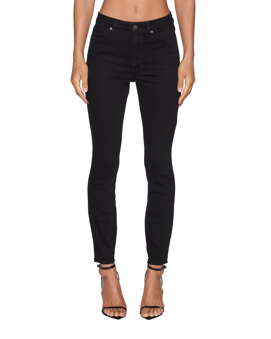 Womens Spray On Jet Black Skinny Denim Jeans - Black