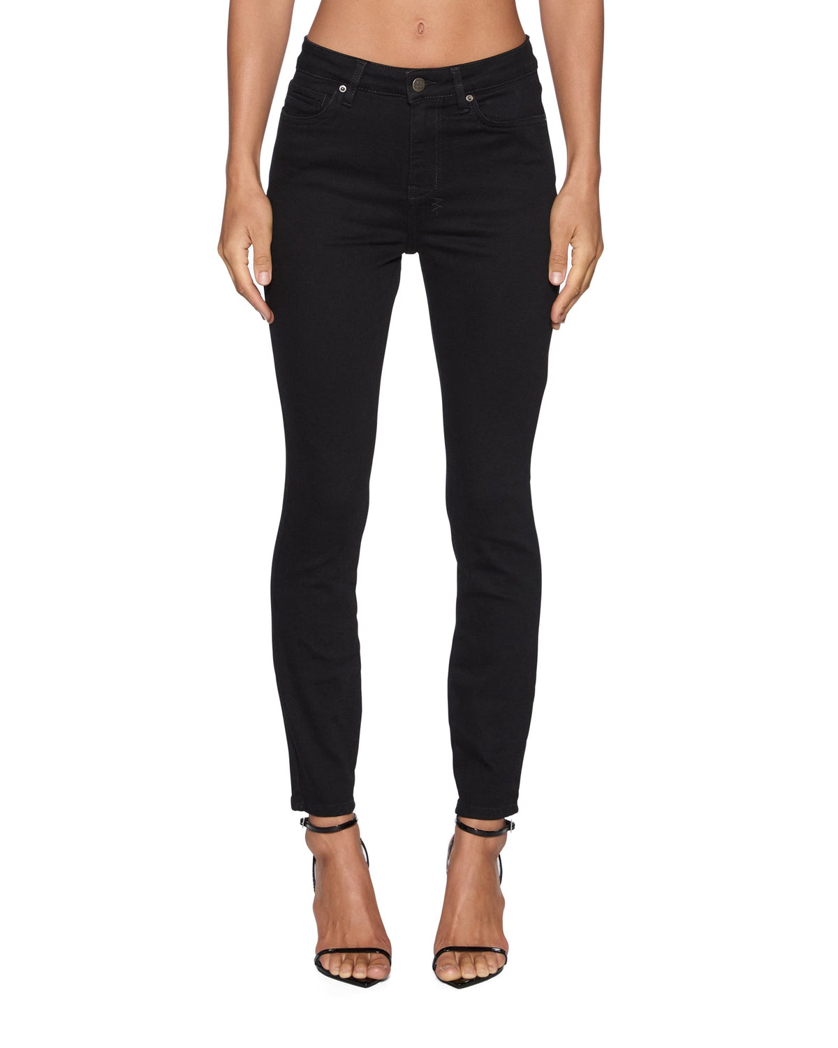 Womens Spray On Jet Black Skinny Denim Jeans - Black