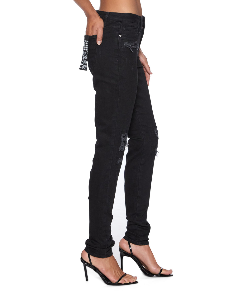 Womens Spray On Xtra Boneyard Black Skinny Denim Jeans - Black