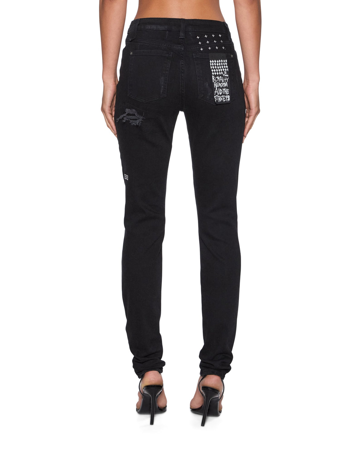 Womens Spray On Xtra Boneyard Black Skinny Denim Jeans - Black