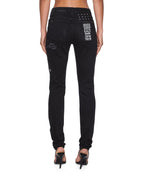 Womens Spray On Xtra Boneyard Black Skinny Denim Jeans - Black