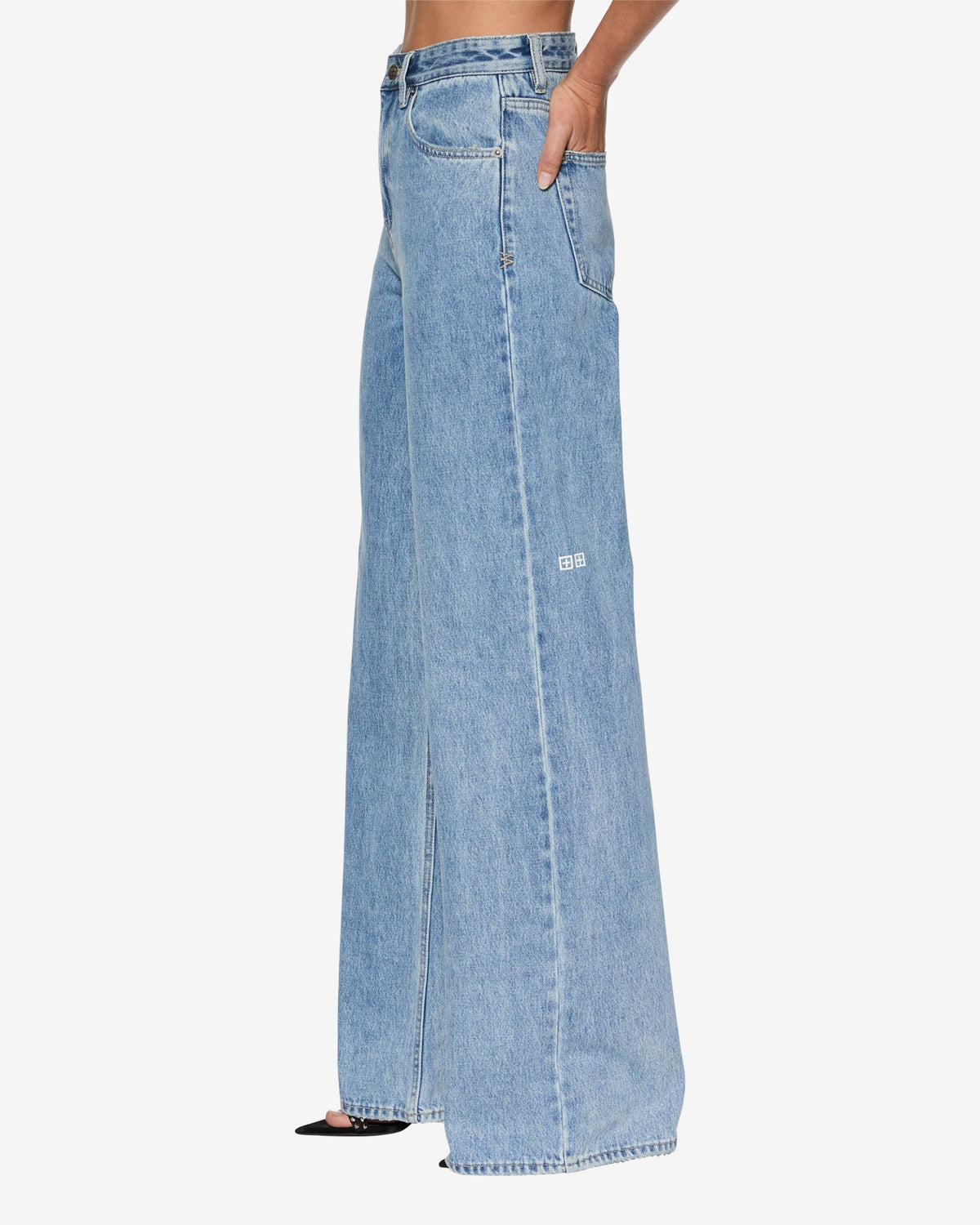 Womens Strider Authentik Wide Denim Jeans - Denim