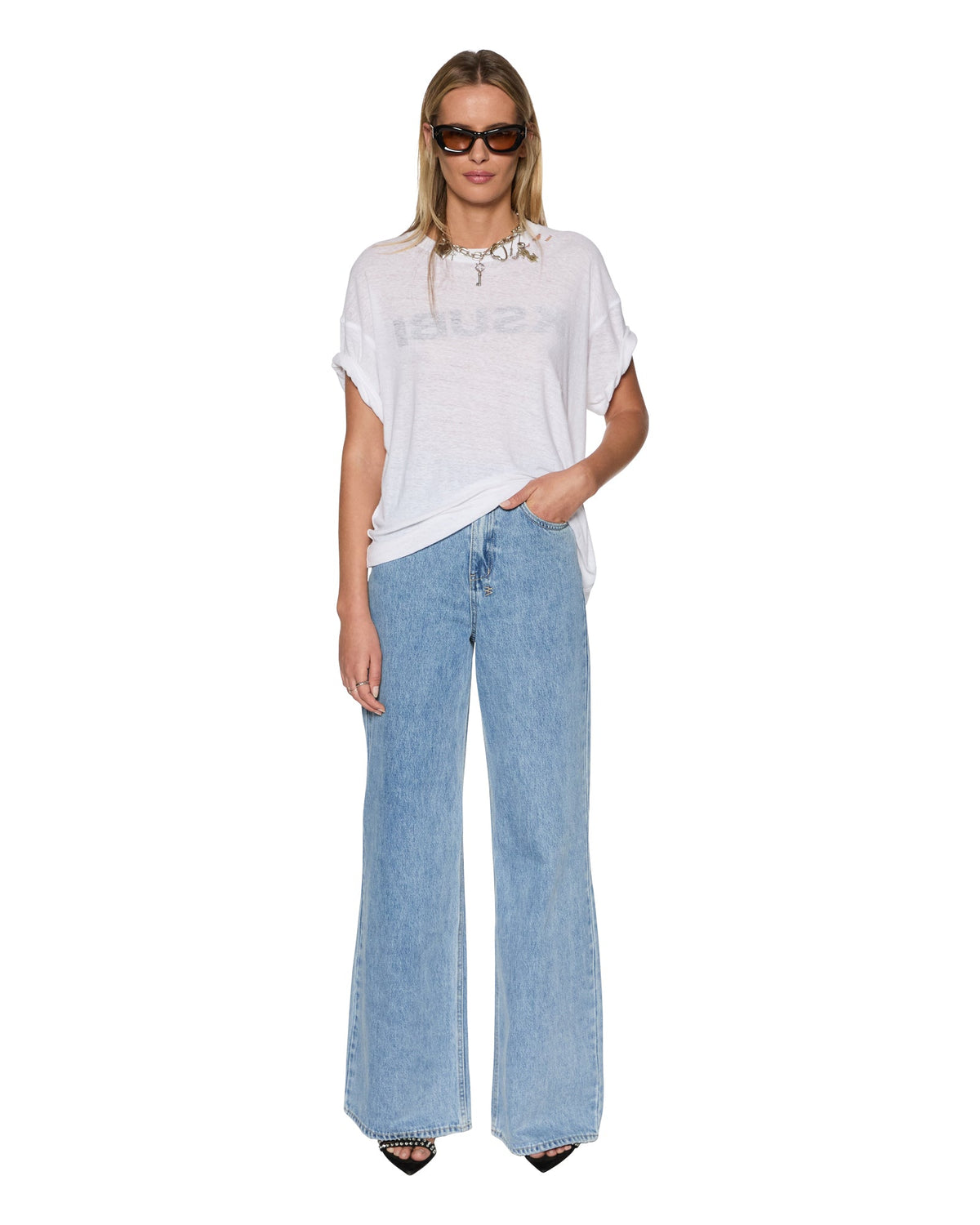 Womens Strider Authentik Wide Denim Jeans - Denim